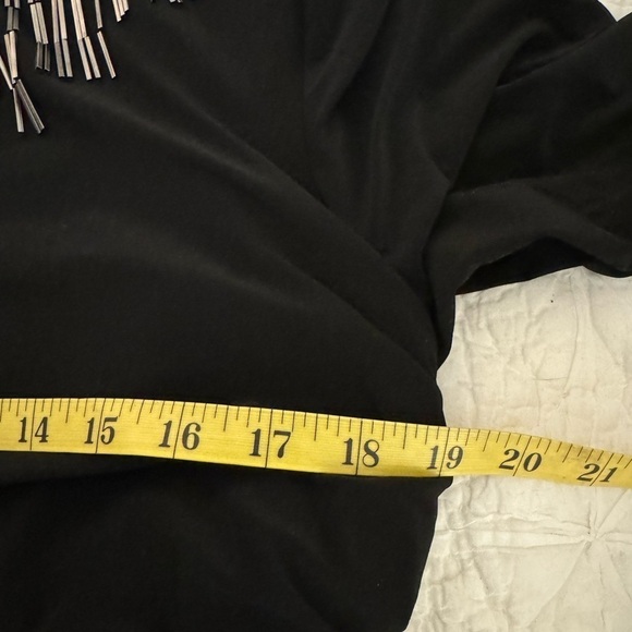 Adrianna papell black beaded 3/4 Sleeve  Evening Bodycon Dress Stretchy 16 - Picture 9 of 15